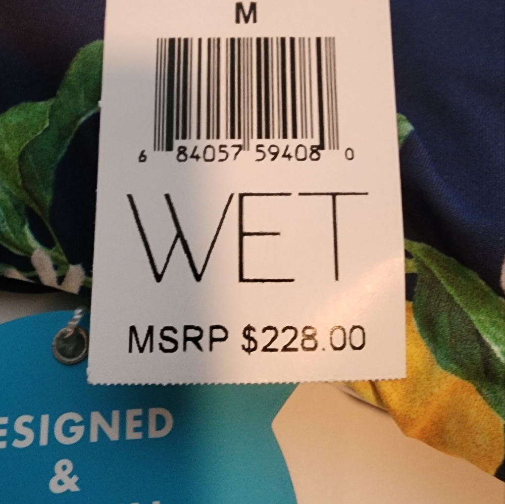 WET Swim Sardinia Paloma One Piece Swimsuit In Navy/Yellow Size Medium - Picture 14 of 15